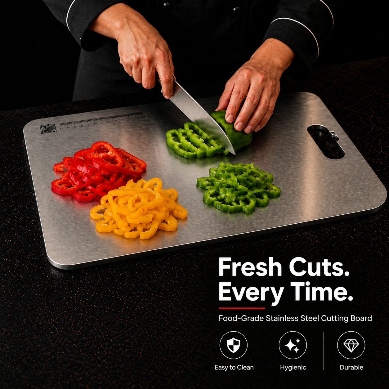 Premium Stainless Steel Cutting Board With Measurement Scale (36 * 25 cm)