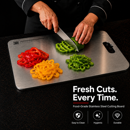 Premium Stainless Steel Cutting Board With Measurement Scale (36 * 25 cm)