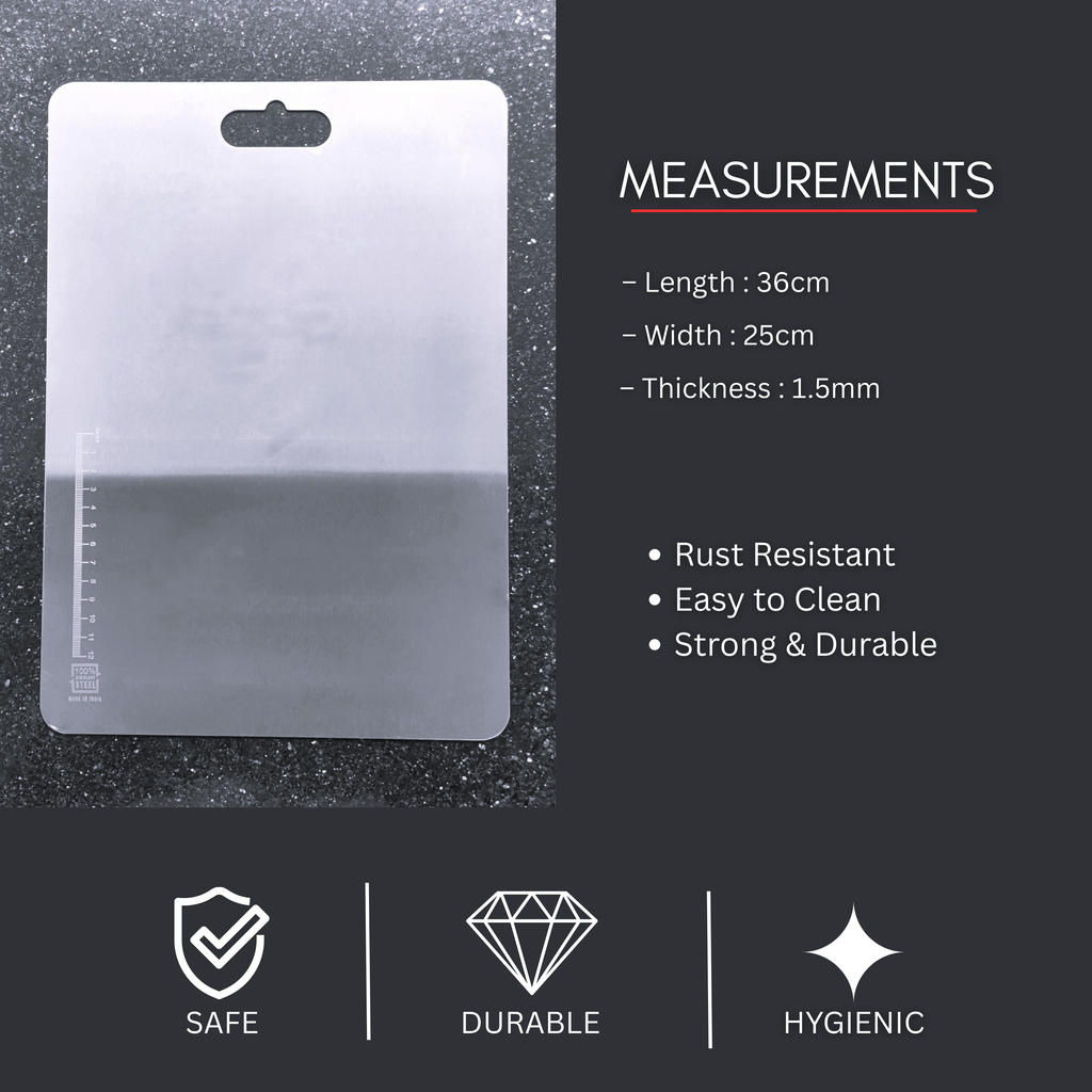 Premium Stainless Steel Cutting Board With Measurement Scale (36 * 25 cm)